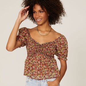 Louna Floral Puff Sleeve Top Size XS
